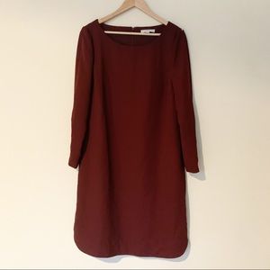 Banana Republic Maroon/Rust Red Long-sleeve Dress